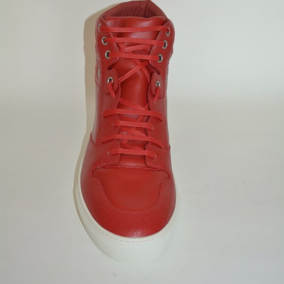 NWT AUTHENTIC BALENCIAGA MENS HITOP LEATHER SNEAKERS US 12 EU 45 - Picture 7 of 10